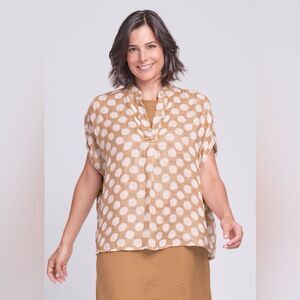 Flax Spartan 100% Linen Pullover in Ginger Dot size Small